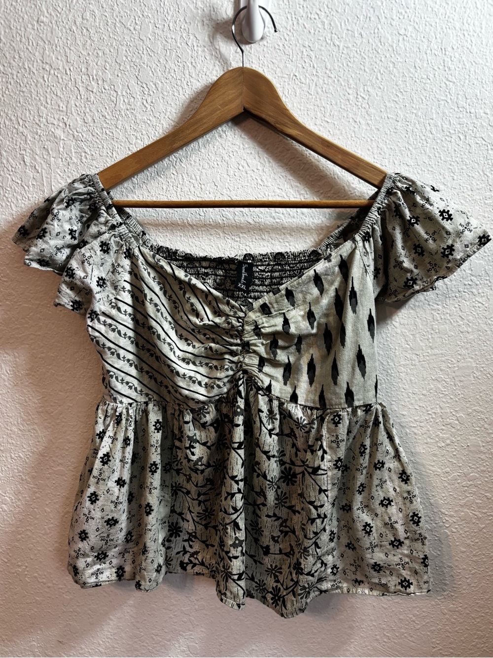 Sacred Threads Mixed Pattern Boho Crop Top XXL